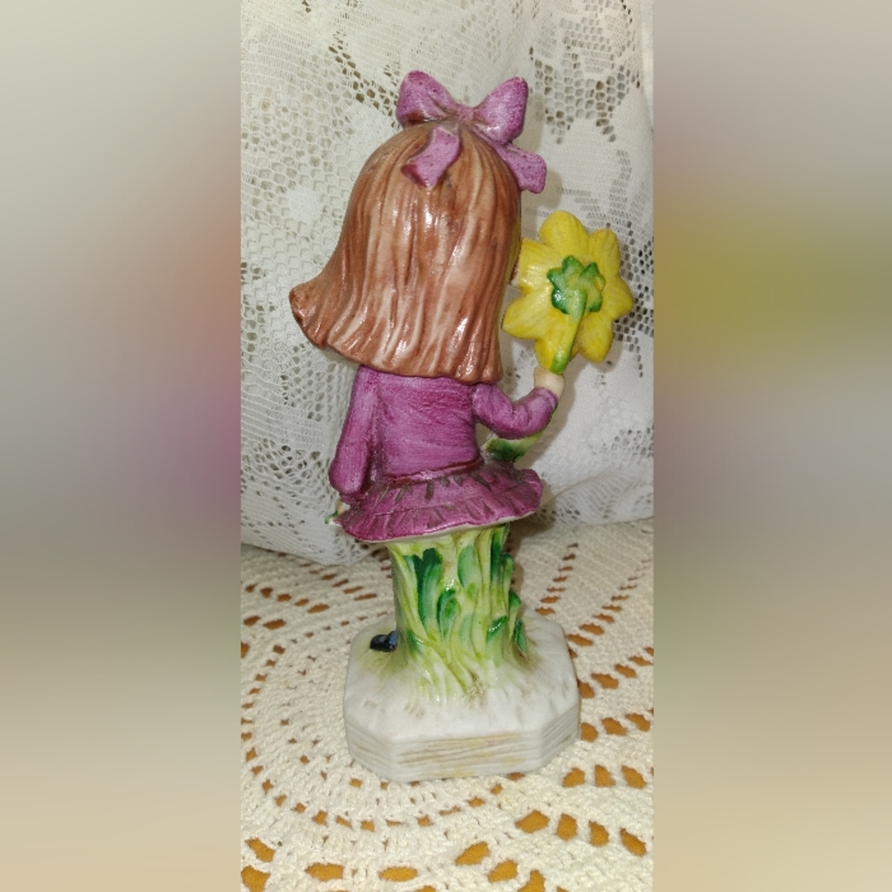 1973 Fran Mar Moppets Sunflower Girl Figurine By Gorham Japan - Picture 3 of 4